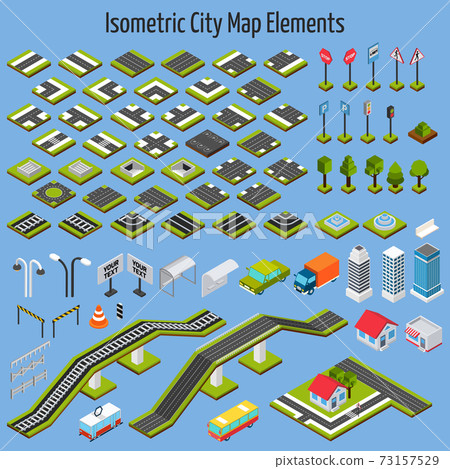 Isometric City Map Elements Isometric City Map Elements 73157529