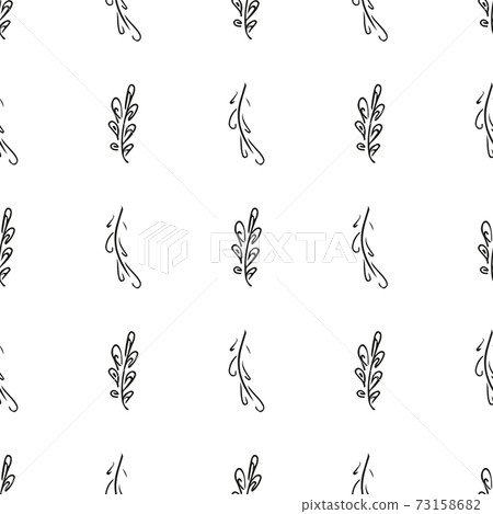 Doodle simple vector seamless pattern of hand-drawn leaves. Seamless pattern of hand-drawn branches. Big floral botanical set. Isolated on white background. Doodle simple vector seamless pattern of hand-drawn leaves. Seamless pattern of hand-drawn branches. Big floral botanical set. Isolated on white background. 73158682