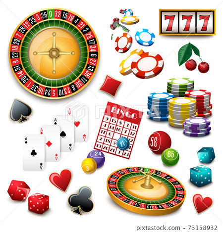 Casino symbols set composition poster 73158932