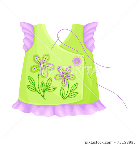 Apparel with Embroidered Floral Pattern on It Vector Illustration 73158983