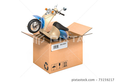 Scooter Inner Box Motor scooter, moped inside cardboard box,... - Stock Illustration ...