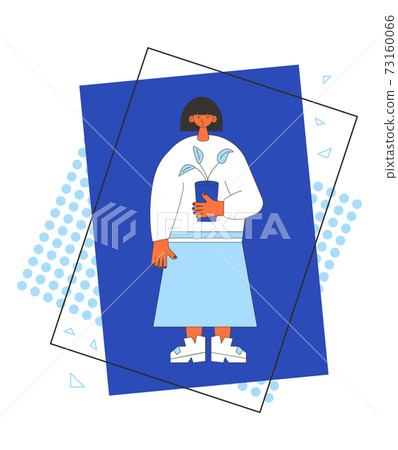 Plant lover. Man with indor flower pot. Vector Plant lover. Man with indor flower pot. Vector 73160066