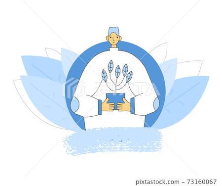 Plant lover. Man with indor flower pot. Vector Plant lover. Man with indor flower pot. Vector 73160067