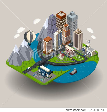 Isometric City Concept - Stock Illustration [73160151] - PIXTA