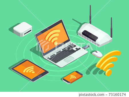 Wireless Technology Electronic Devices... - Stock Illustration ...