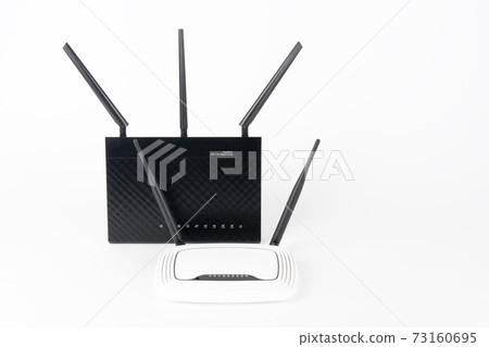 Two Wi-Fi routers, wireless devices with two and three antennas Two Wi-Fi routers, wireless devices with two and three antennas 73160695