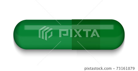 Green Medical pill on white background. Virus capsule. The medicine. Vector Illustration. EPS10 73161879