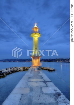 Lighthouse at the Paquis, Geneva, Switzerland, HDR 73162204