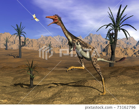 Mononykus dinosaur hunting - 3D render 73162796