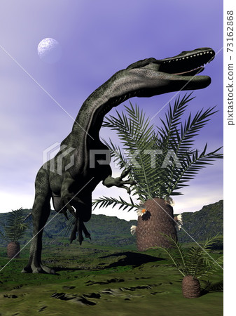 Monolophosaurus dinosaur roaring - 3D render 73162868