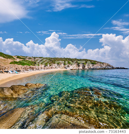 Beautiful beach and rocky coastline landscape in Greece 73163443