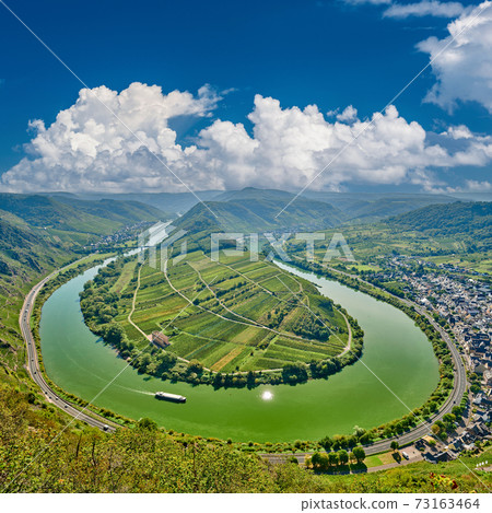 Moselle River bend near Bremm town, Germany 73163464