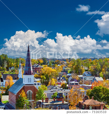 Montpelier town skyline in autumn, Vermont, USA 73163510