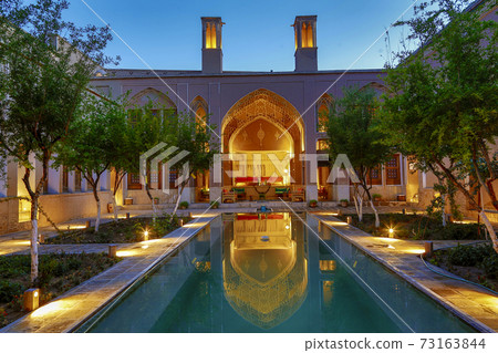 The Ameriha Reflecting Pools in Kahsan Iran After Sundown 73163844
