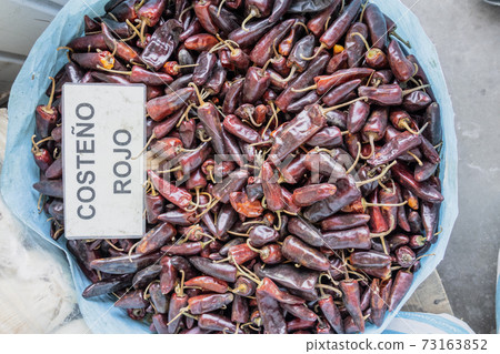 Red Costeno Chili in a pile ready for sale Red Costeno Chili in a pile ready for sale 73163852