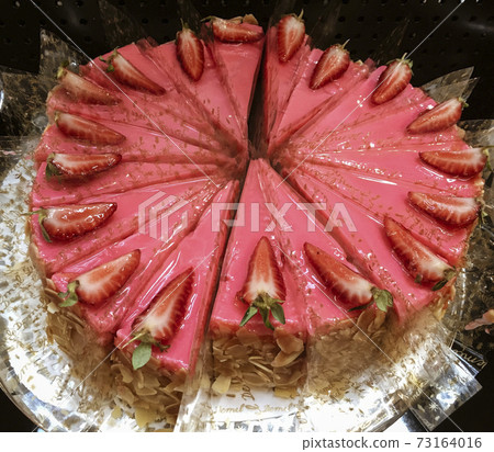 Strawberry Cheesecake Slices Ready for Eating at Jordanian Restaurant Strawberry Cheesecake Slices Ready for Eating at Jordanian Restaurant 73164016