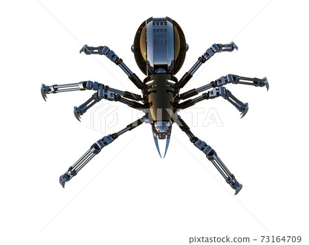 Mechanical spider, high resolution image isolated on white background. 3d rendering, 3d illustration. 73164709