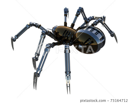 Mechanical spider, high resolution image isolated on white background. 3d rendering, 3d illustration. 73164712