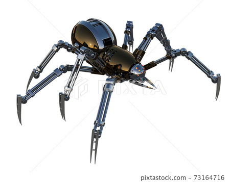 Mechanical spider, high resolution image isolated on white background. 3d rendering, 3d illustration. 73164716