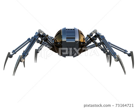 Mechanical spider, high resolution image isolated on white background. 3d rendering, 3d illustration. 73164721