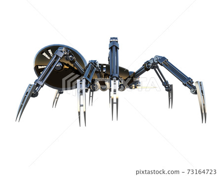 Mechanical spider, high resolution image isolated on white background. 3d rendering, 3d illustration. 73164723