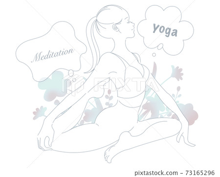 女人在做瑜伽/灰色花 女人在做瑜伽/灰色花 73165296