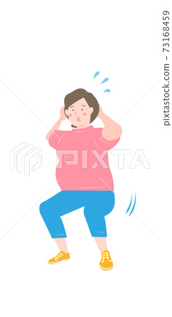 Overweight woman doing squats Overweight woman doing squats 73168459