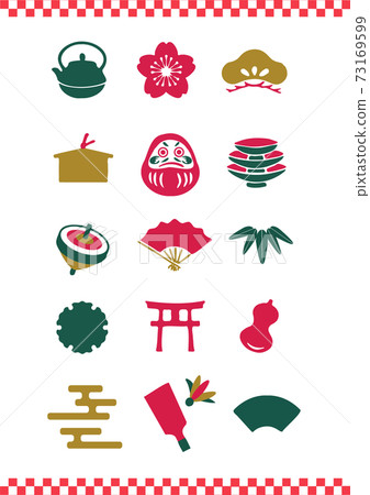 New Year's card icon set 73169599