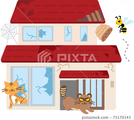 Unoccupied house 2 that is damaged by animal invasion and pests Unoccupied house 2 that is damaged by animal invasion and pests 73170143