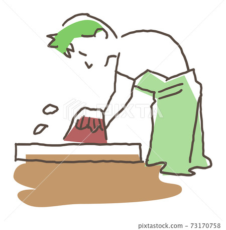 Amami Oshima Tsumugi process illustration mud dyeing Amami Oshima Tsumugi process illustration mud dyeing 73170758