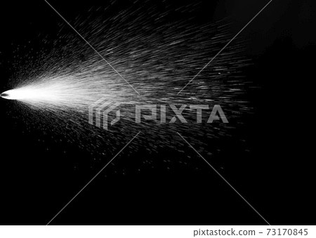 Water spray effect. Spraying mist of air gun for cosmetic concept isolated on black background. 73170845