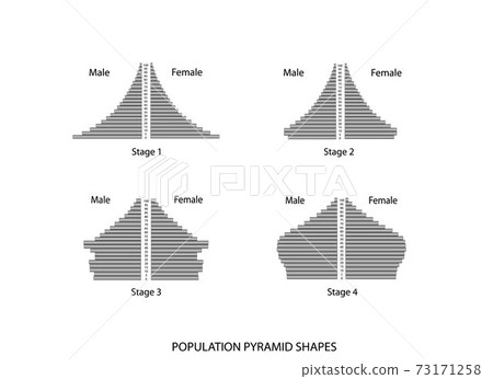 Four Types of Population Pyramids on White Background 73171258