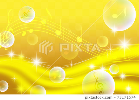 A mysterious background with glittering gold notes and soap bubbles 73171574
