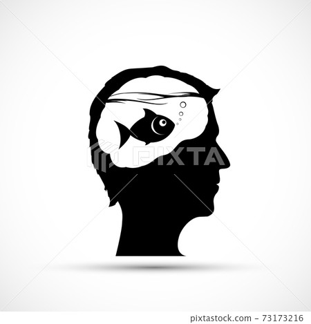 Human head with a fish inside. Vector illustration 73173216