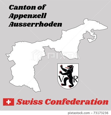 Map outline and Coat of arms of Appenzell Ausserrhoden, The canton of Switzerland 73173236