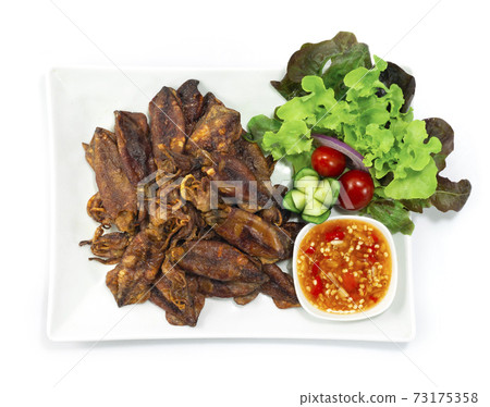 Crispy Squids Deep Fried Served Spicy Sauce Thaifood Style Crispy Squids Deep Fried Served Spicy Sauce Thaifood Style 73175358
