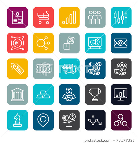 The icon design can use with business marketing online or financial such as investment benefit or return with outline lineal on square color shape. vector infographic. 73177355