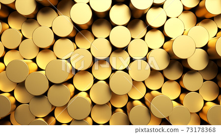 Round mosaic surface with golden cylinders. Round mosaic surface with golden cylinders. 73178368