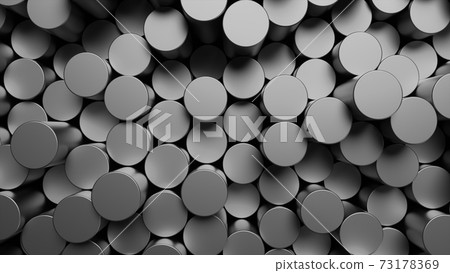 Round mosaic surface with metal cylinders. Round mosaic surface with metal cylinders. 73178369