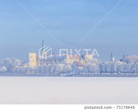 Winter skyline of Latvian capital Riga Old town 73178648