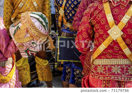traditional lakhon khol mask dance costume in Svay Andet cambodia traditional lakhon khol mask dance costume in Svay Andet cambodia 73179786