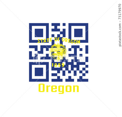 QR code set the color of Oregon flag. The states of America. with text Oregon. QR code set the color of Oregon flag. The states of America. with text Oregon. 73179970