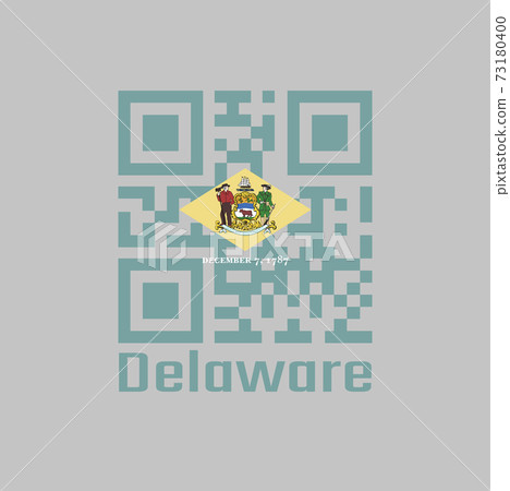 QR code set the color of Delaware flag. The... - Stock Illustration