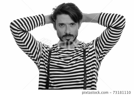 Portrait of handsome man shot in black and white 73181110