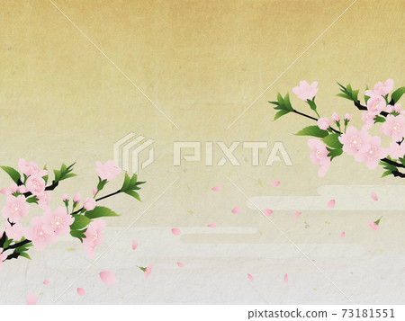 櫻花金箔 日本背景 插圖素材 圖庫