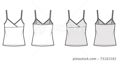 Camisole surplice tank cotton-jersey top technical fashion illustration with empire seam, adjustable straps, oversized Camisole surplice tank cotton-jersey top technical fashion illustration with empire seam, adjustable straps, oversized 73181583