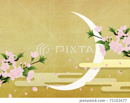 櫻花金箔 日本背景 插圖素材 圖庫