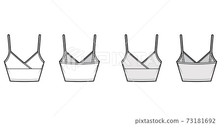 Crop Camisole surplice tank cotton-jersey top technical fashion illustration with empire seam, thin adjustable straps Crop Camisole surplice tank cotton-jersey top technical fashion illustration with empire seam, thin adjustable straps 73181692