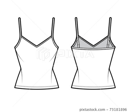 Camisole V-neck cotton-jersey top technical fashion illustration with thin adjustable straps, slim fit, tunic length Camisole V-neck cotton-jersey top technical fashion illustration with thin adjustable straps, slim fit, tunic length 73181896