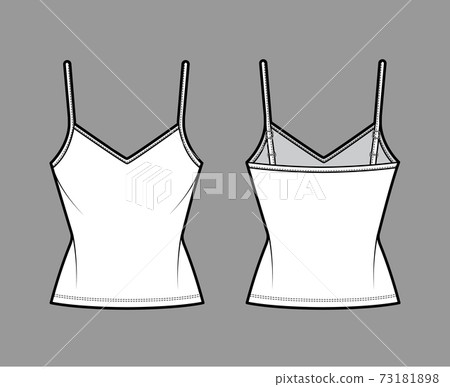 Camisole V-neck cotton-jersey top technical fashion illustration with thin adjustable straps, slim fit, tunic length Camisole V-neck cotton-jersey top technical fashion illustration with thin adjustable straps, slim fit, tunic length 73181898